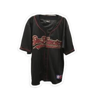 Jersey San Francisco Embroider Baseball style Sz Men Large Button Down Black Red